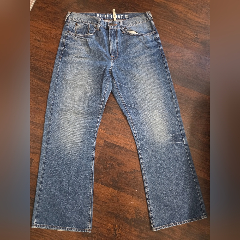 Vintage Guess Men's Boot Cut Blue Jeans, 36